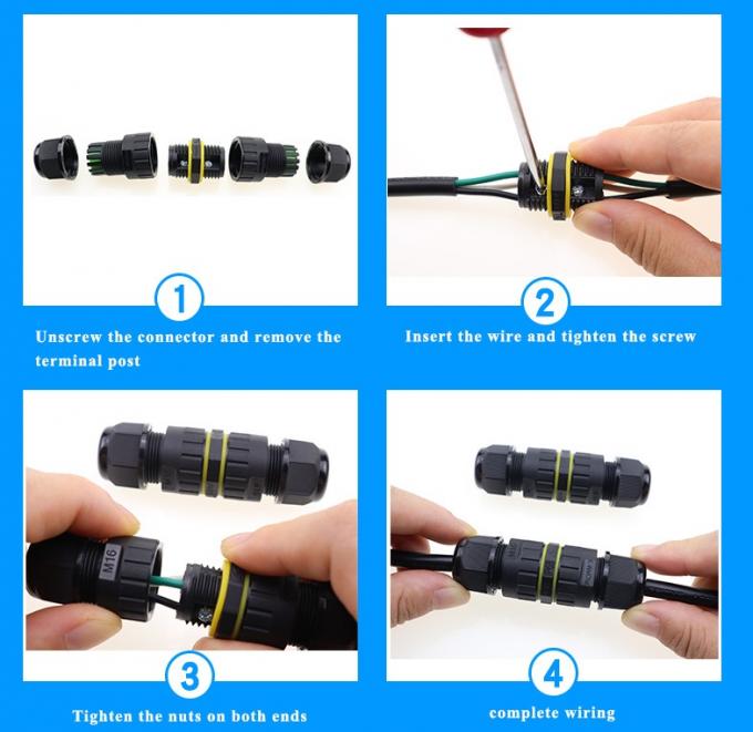 Outdoor IP 68 450V Waterproof Cable Connectors M25 2 3 4 5 Pins 2 Channel