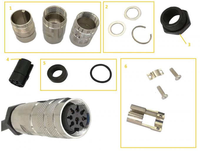 AISG C485 Free Connector Assembly Female End 8 Pins
