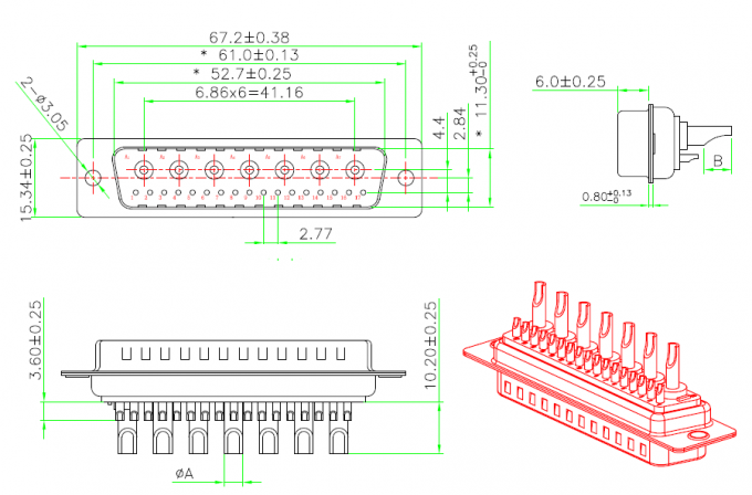 24W7 DB Hybrid Connector Series Mixed Power-Signal Transmission ...