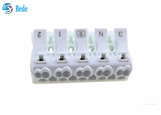 5 Poles Push In Wire Terminal Block Lever Nuts Universal Wire And Cable Connector 300V 15A