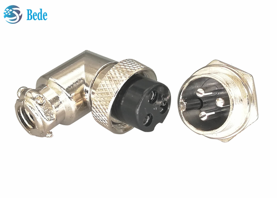 Zinc Alloy Material Gx16 3 Pin Connector Plug And Socket Kits Elbow Connector