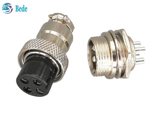 RoHS Aviation Straight Gx16 4 Pin Connector Male And Female Silver Plated Plug