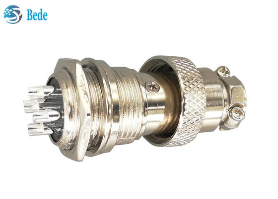 RoHS Aviation Straight Gx16 4 Pin Connector Male And Female Silver Plated Plug