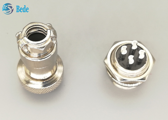RoHS Aviation Straight Gx16 4 Pin Connector Male And Female Silver Plated Plug
