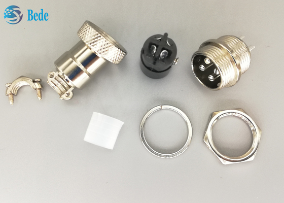 RoHS Aviation Straight Gx16 4 Pin Connector Male And Female Silver Plated Plug