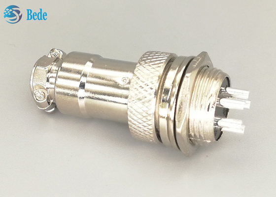 Straight Silver Plated Plug Gx16 Aviation Connector 5 Pin Male And Female