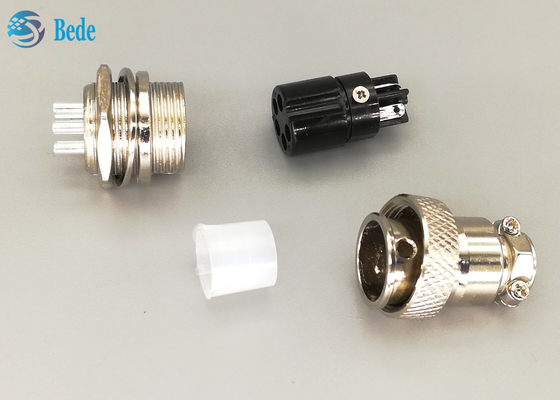 Straight Silver Plated Plug Gx16 Aviation Connector 5 Pin Male And Female
