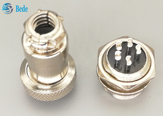 Straight Silver Plated Plug Gx16 Aviation Connector 5 Pin Male And Female