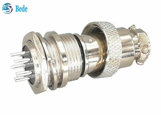 Male And Female Gx16 6 Pin Connector Straight Silver Plated Plug