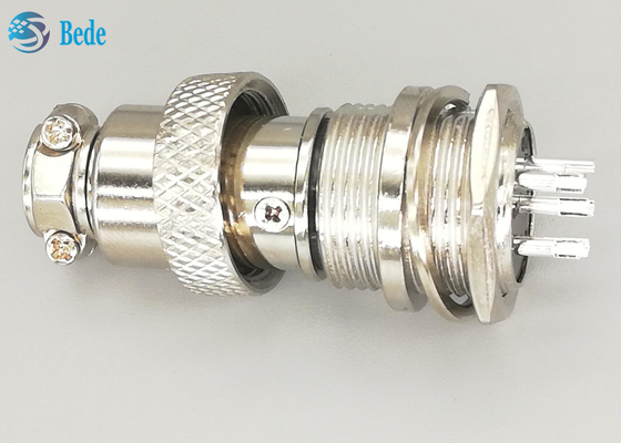 Male And Female Gx16 6 Pin Connector Straight Silver Plated Plug