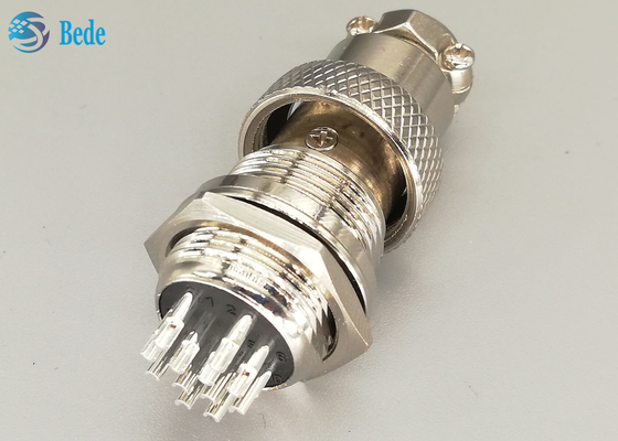12 Pin Male And Female Gx16 Aviation Connector Straight Silver Plated Plug