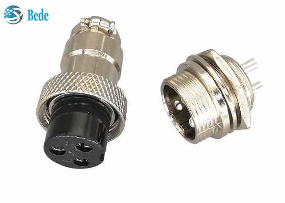 Circular Gx16 3 Pin Connector Plug And Socket Kits 16MM Front Mounting