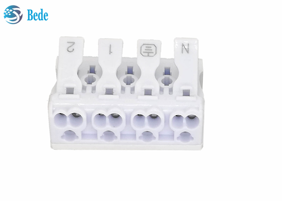 PA66 4 Poles Push - In Wire Connector Quick Terminal Blocks Lever Nuts 450V 16A