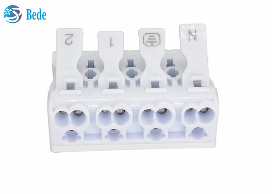 PA66 4 Poles Push - In Wire Connector Quick Terminal Blocks Lever Nuts 450V 16A