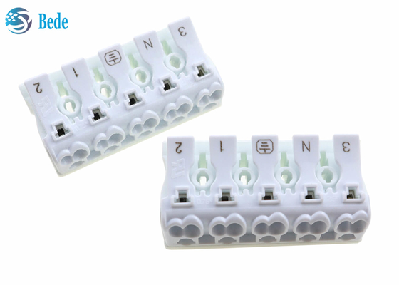 5 Poles Push In Wire Terminal Block Lever Nuts Universal Wire And Cable Connector 300V 15A