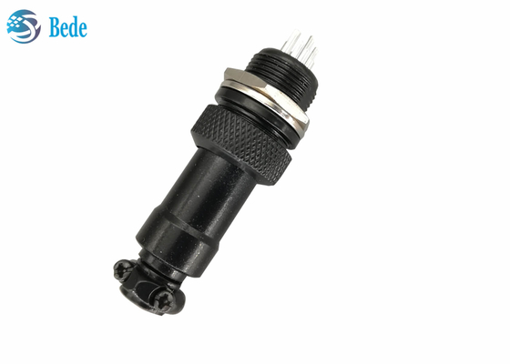 GX 12 Aviation Connector Black Color 5 6 7 Pin M12 Panel Mounting Connectors