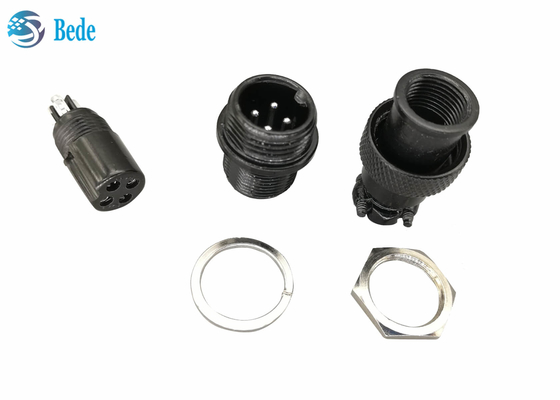 GX 12 Aviation Connector Black Color 5 6 7 Pin M12 Panel Mounting Connectors