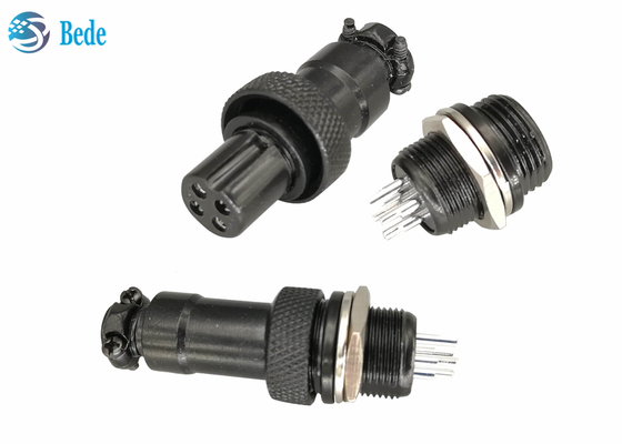GX 12 Aviation Connector Black Color 5 6 7 Pin M12 Panel Mounting Connectors