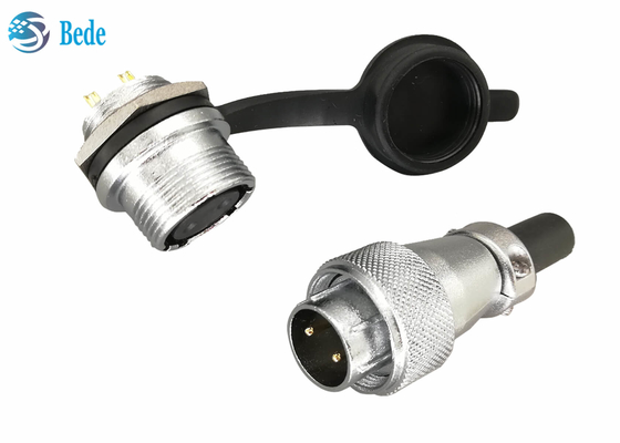Chrome Plated Zinc Alloy Circular Connectors 2 3 4 Pins 10A 500V With Dust Cover