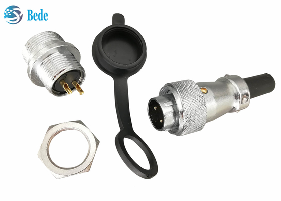 Chrome Plated Zinc Alloy Circular Connectors 2 3 4 Pins 10A 500V With Dust Cover