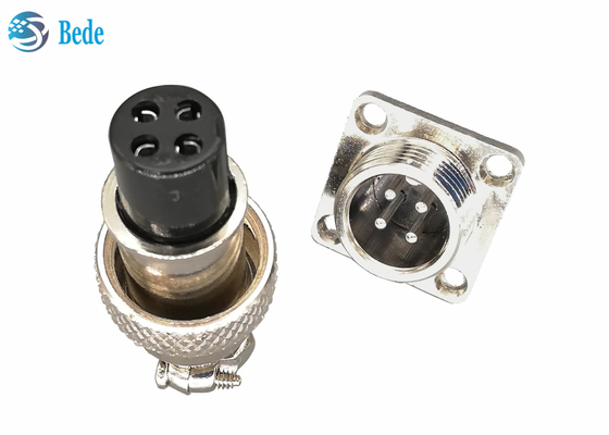 Cable To Panel Style GX16 Aircraft Cable Connectors With Square Flange 2~10 Pin