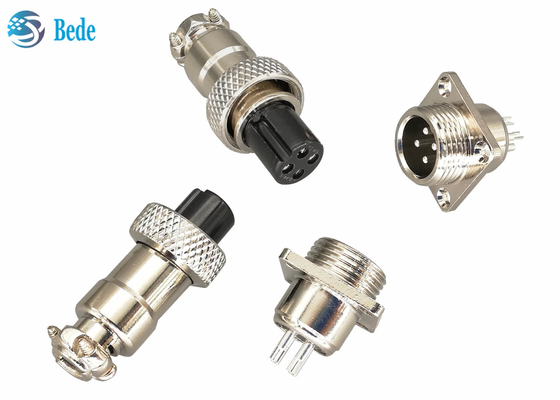 Cable To Panel Style GX16 Aircraft Cable Connectors With Square Flange 2~10 Pin