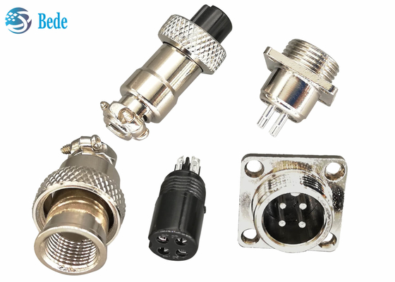 Cable To Panel Style GX16 Aircraft Cable Connectors With Square Flange 2~10 Pin