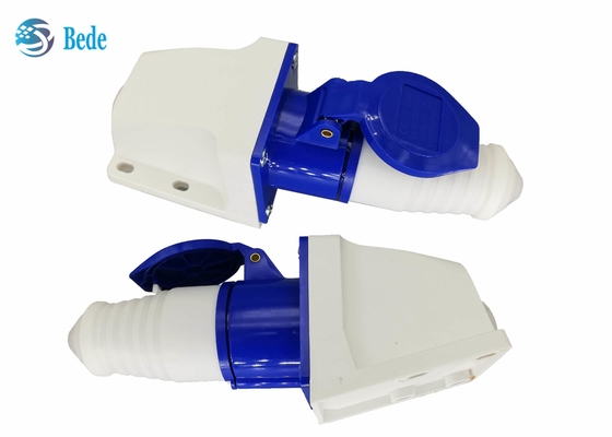 220-250V 16A Industrial Connector Male And Female Single Phase 2P+E Blue Color Wall Mounted Type