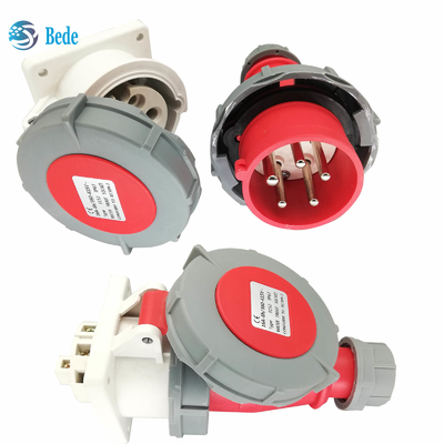 Waterproof IP67 Industrial Plug Sockets 5Pins 3P+N+E 16Amp and 32Amp Panel Mounting Type