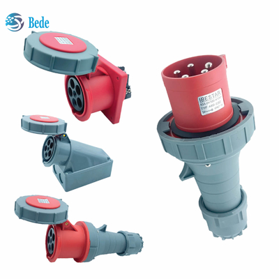 Waterproof IP67 Industrial Plug Sockets 5Pins 3P+N+E 63Amp and 125Amp Panel Mounting Type