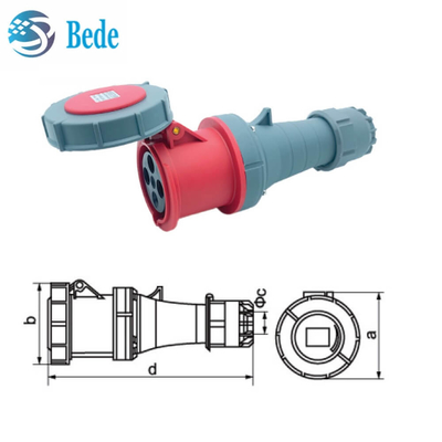 Durable High Current 63A / 125 Amp  Industrial Plugs And Sockets 3P+E IP67