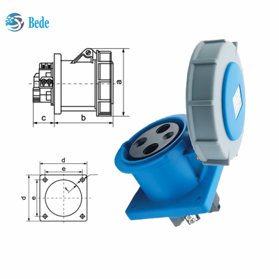 Current 63A 125A Industrial Plug Socket Panel Mounting Type 3 Pins(2P+E) IP67 220~250V