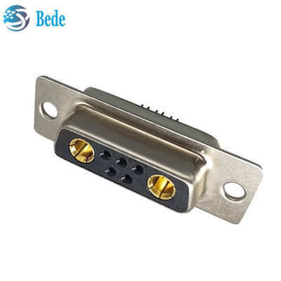 High Current Planning D-Sub Connector DB 7W2 Female Connector with Solder Cup Termination Style and 500 Mating Cycles
