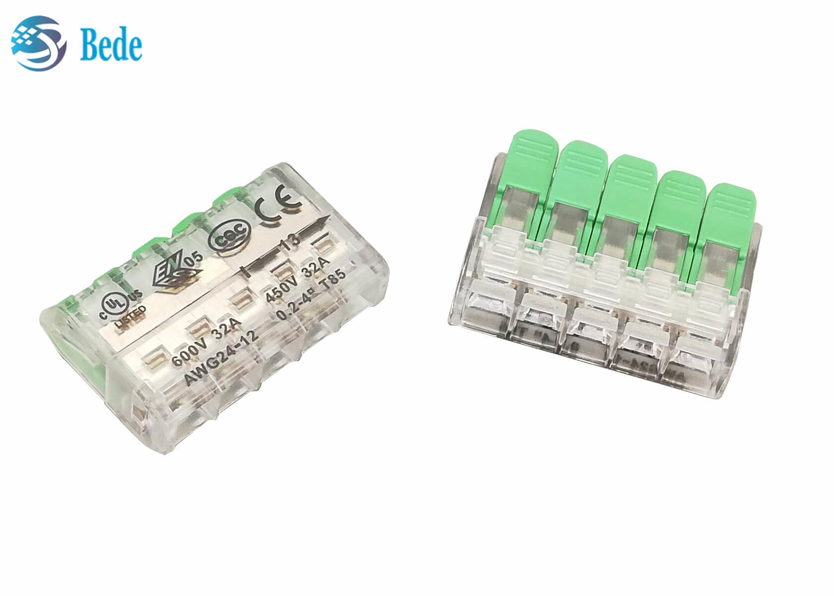 Spring Lever Quick Connect Terminal Block 5 Way 450V 32A OJ265