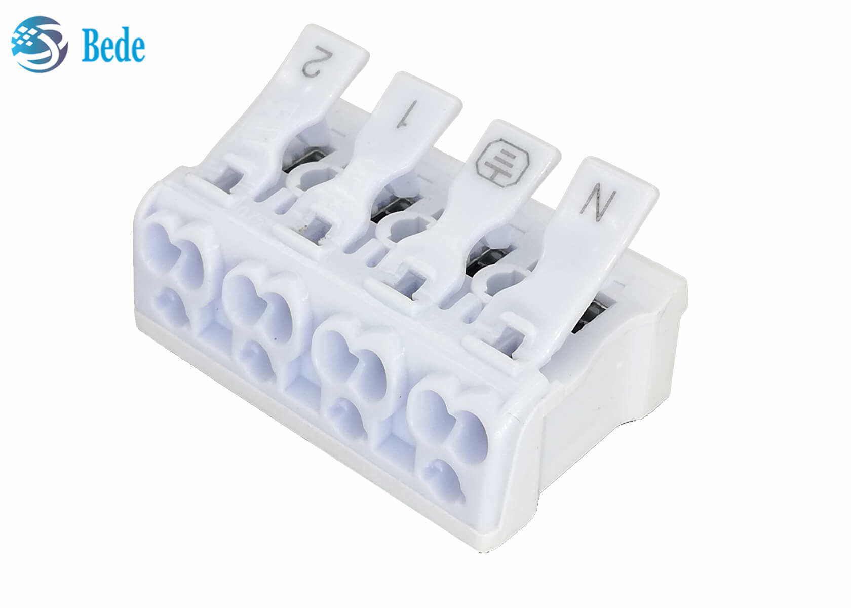 PA66 4 Poles Push In Wire Connector Quick Terminal Blocks Lever Nuts