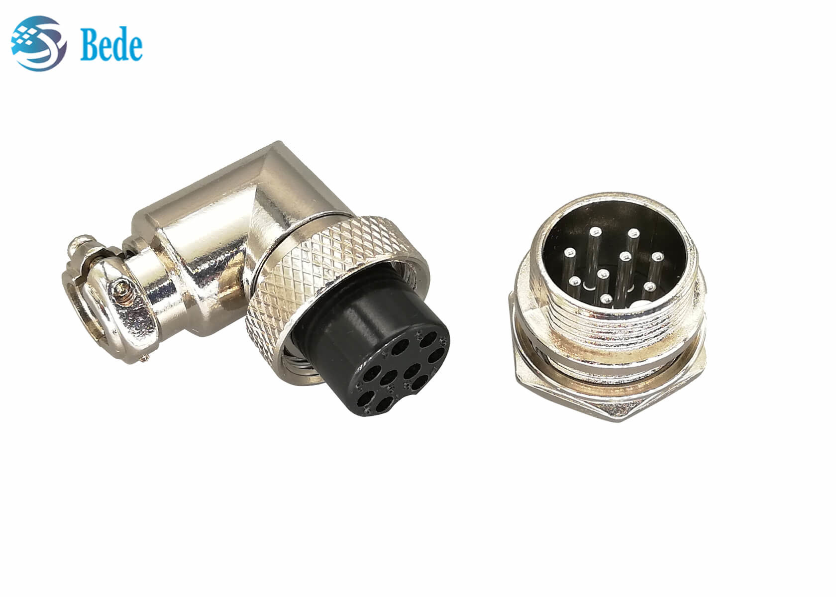 Aviation 200V 4A M16 Cable Connector Right Angle Female And Panle