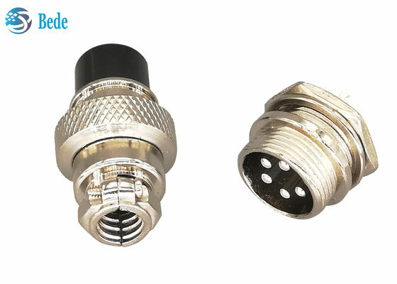 Straight Silver Plated Plug Gx16 Aviation Connector 5 Pin Male And Female