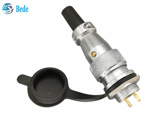 Chrome Plated Zinc Alloy Circular Connectors 2 3 4 Pins 10A 500V With Dust Cover